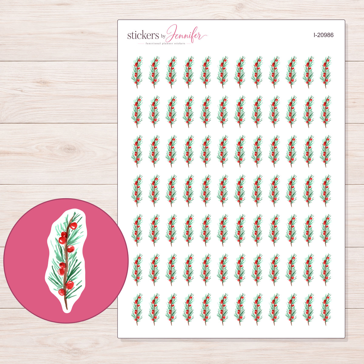I-20986 planner sticker sheet with enlarged sticker detail