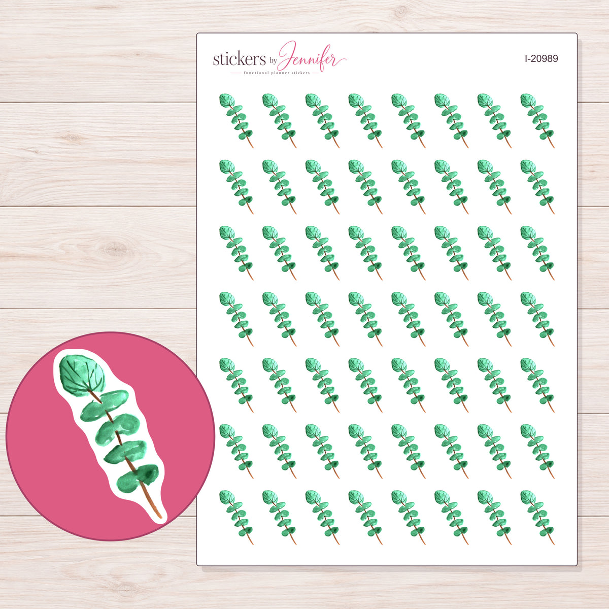 I-20989 planner sticker sheet with enlarged sticker detail