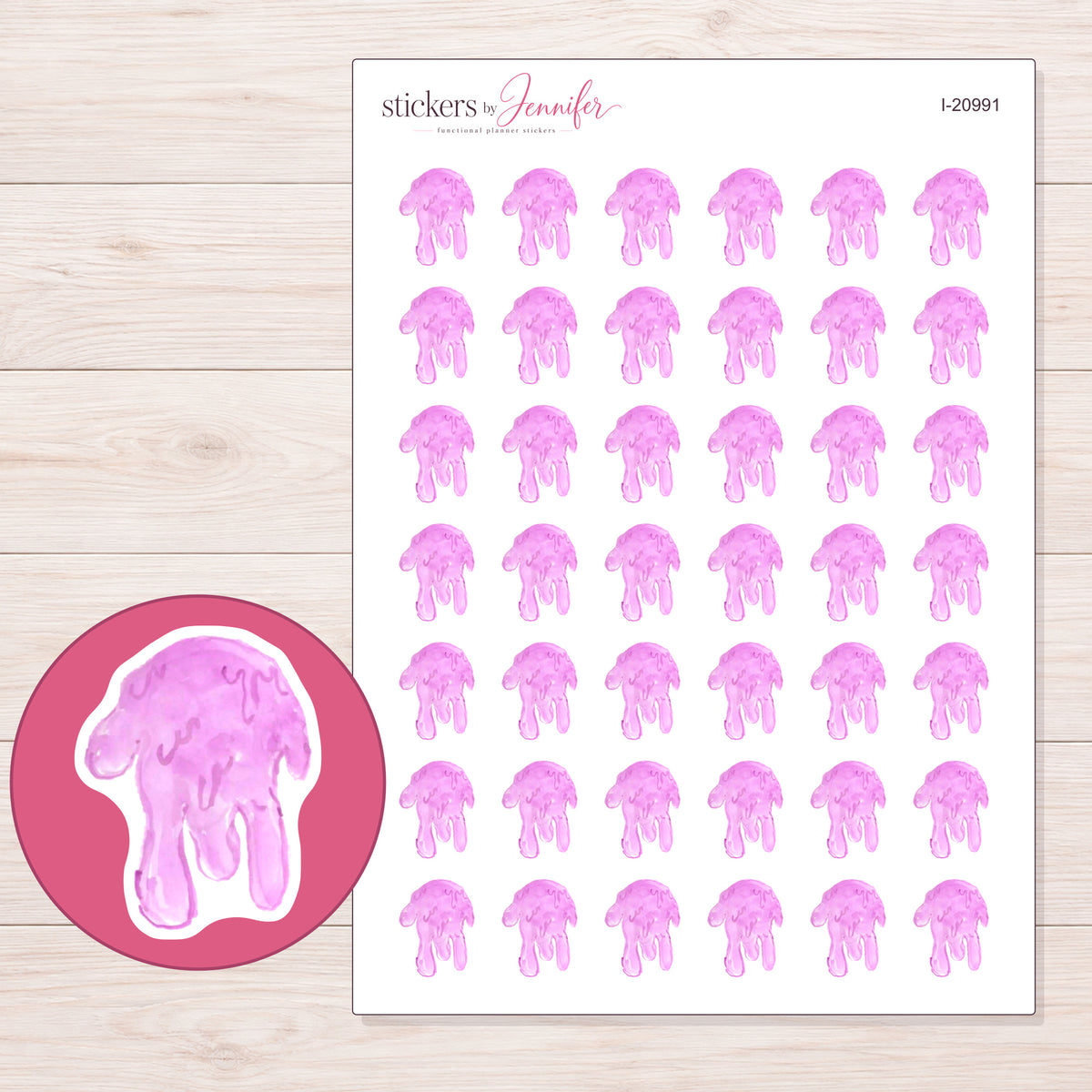 I-20991 planner sticker sheet with enlarged sticker detail