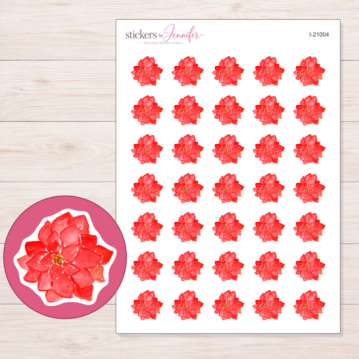 I-21004 planner sticker sheet with enlarged sticker detail