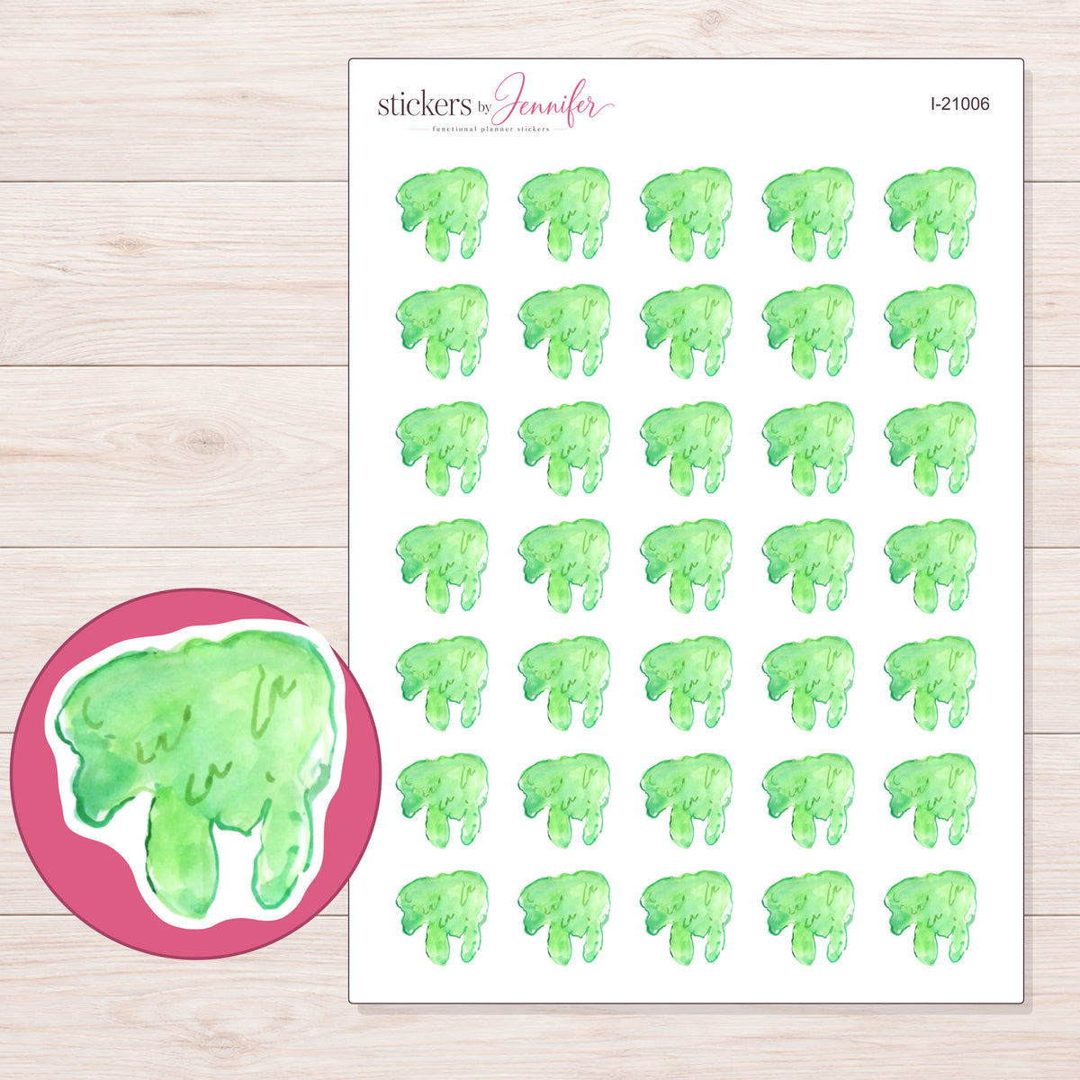 I-21006 planner sticker sheet with enlarged sticker detail