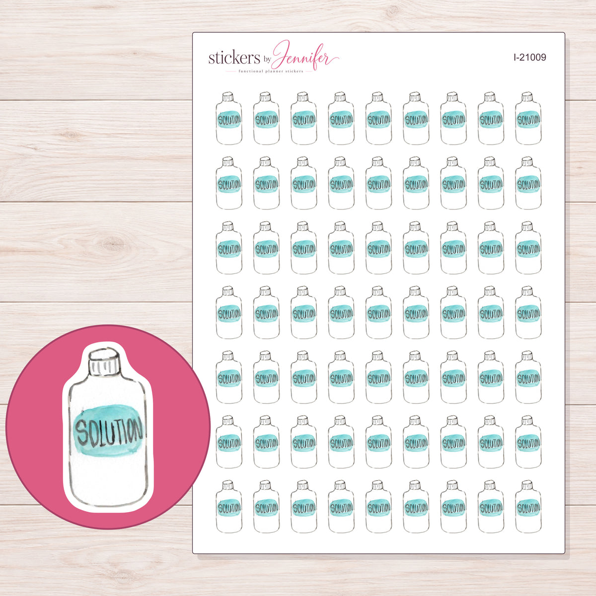 I-21009 planner sticker sheet with enlarged sticker detail