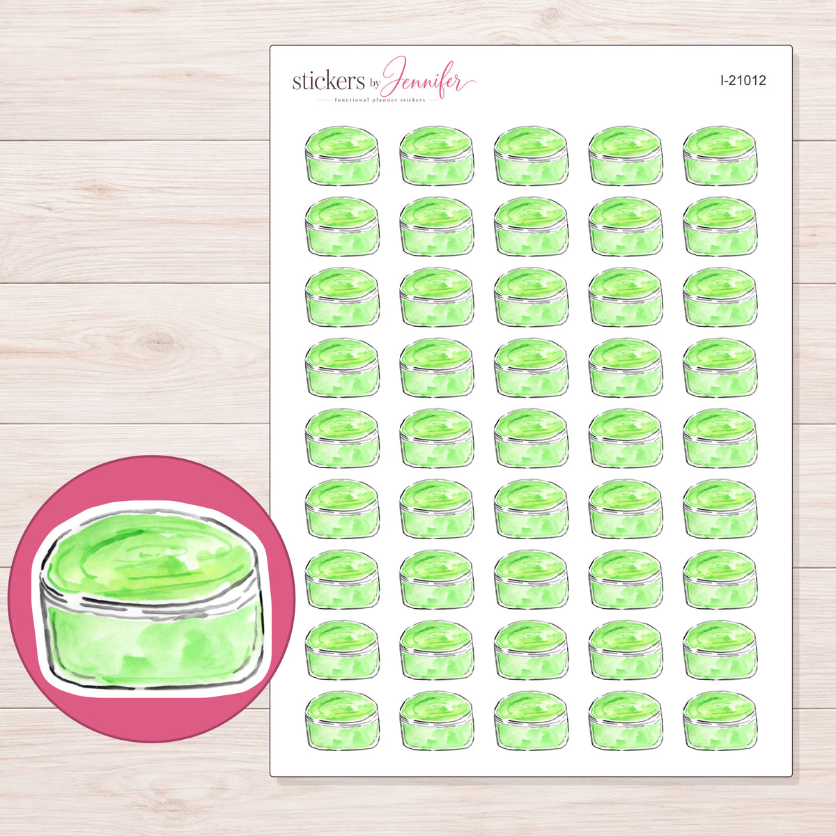 I-21012 planner sticker sheet with enlarged sticker detail