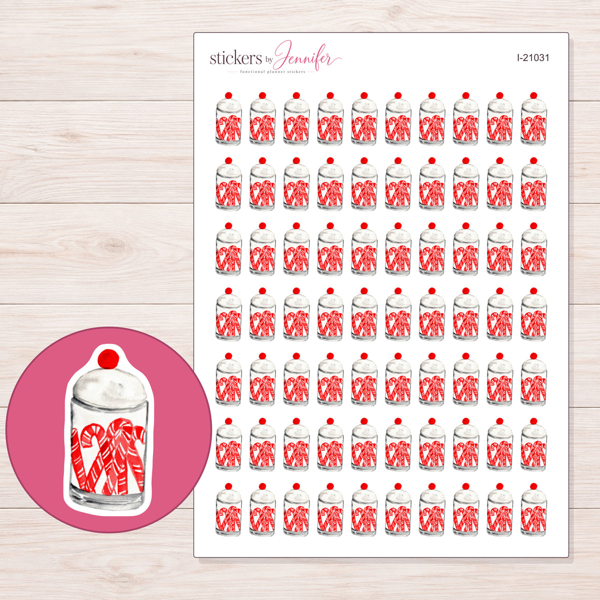 I-21031 planner sticker sheet with enlarged sticker detail