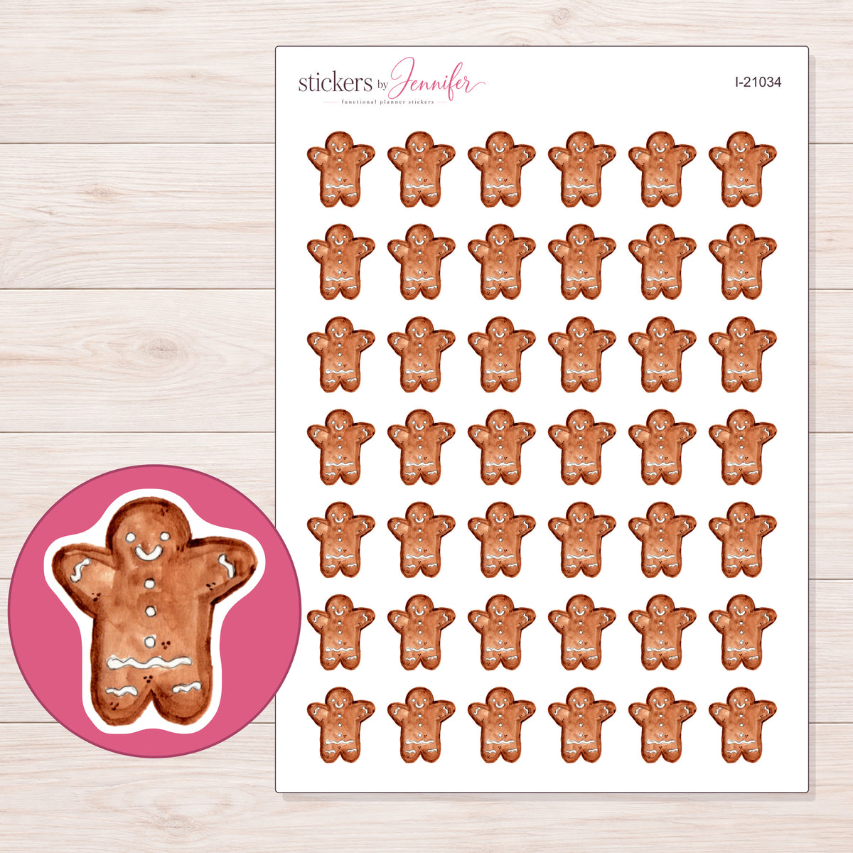 I-21034 planner sticker sheet with enlarged sticker detail