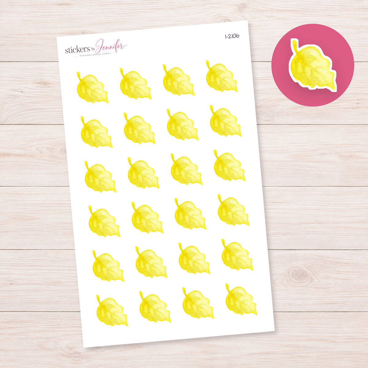 Watercolor Yellow Leaf Planner Stickers | I-2106