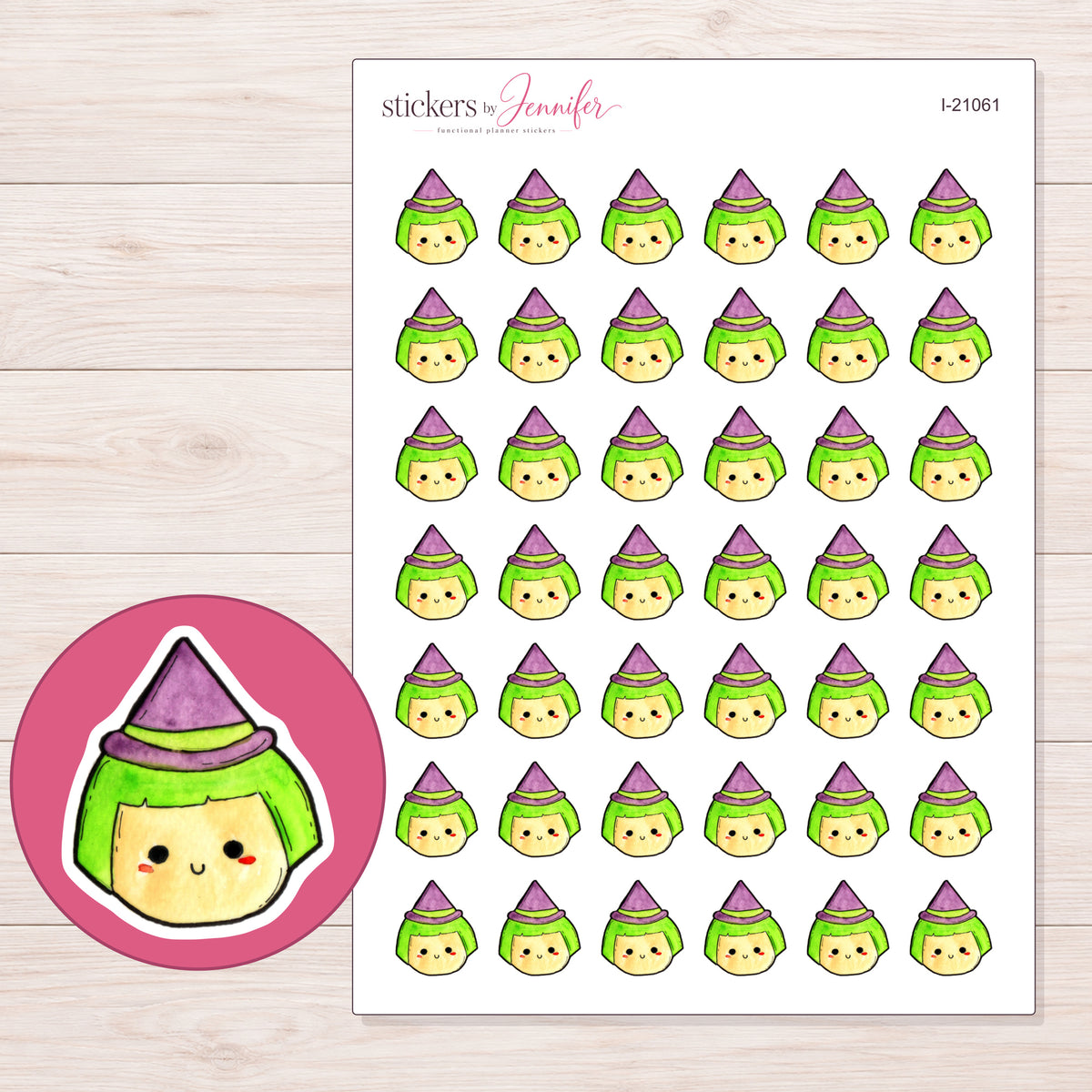 I-21061 planner sticker sheet with enlarged sticker detail
