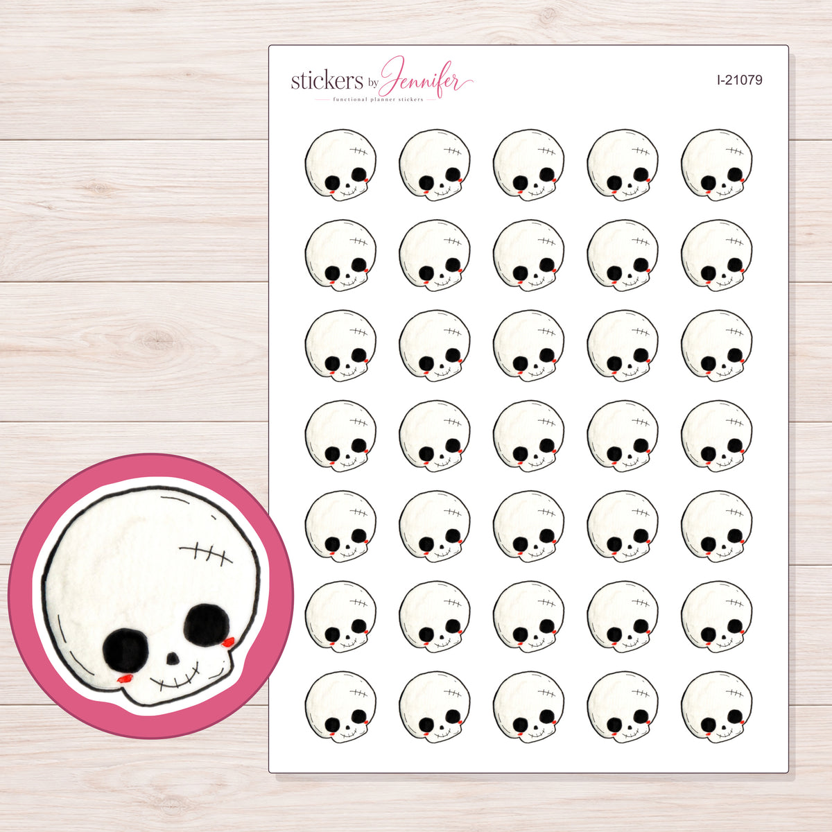 I-21079 planner sticker sheet with enlarged sticker detail