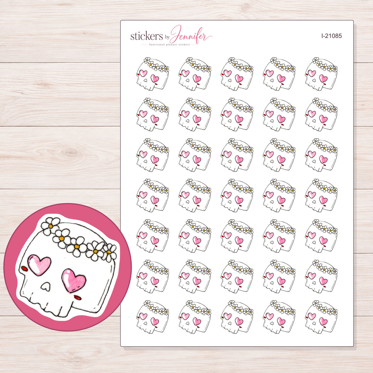 I-21085 planner sticker sheet with enlarged sticker detail