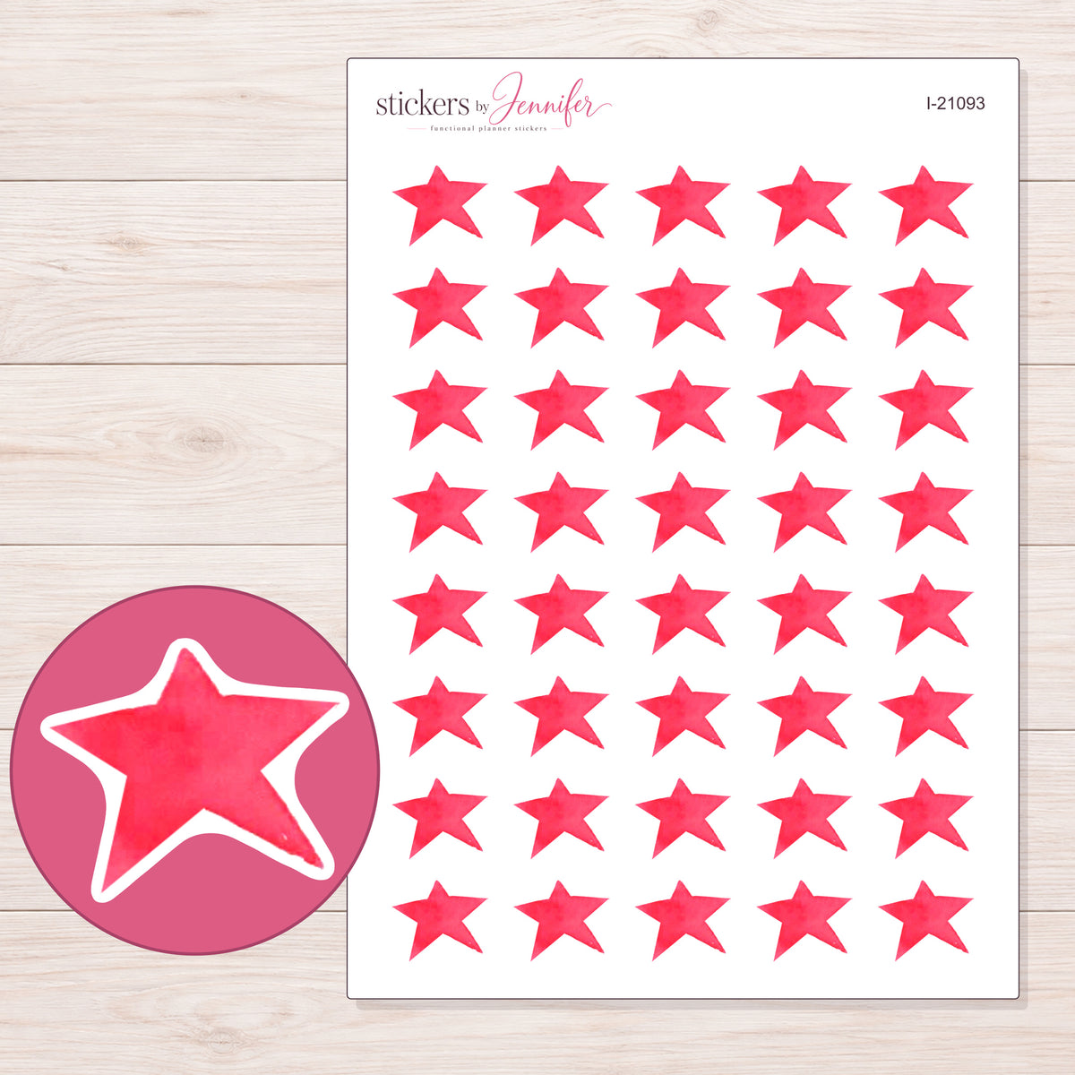 I-21093 planner sticker sheet with enlarged sticker detail