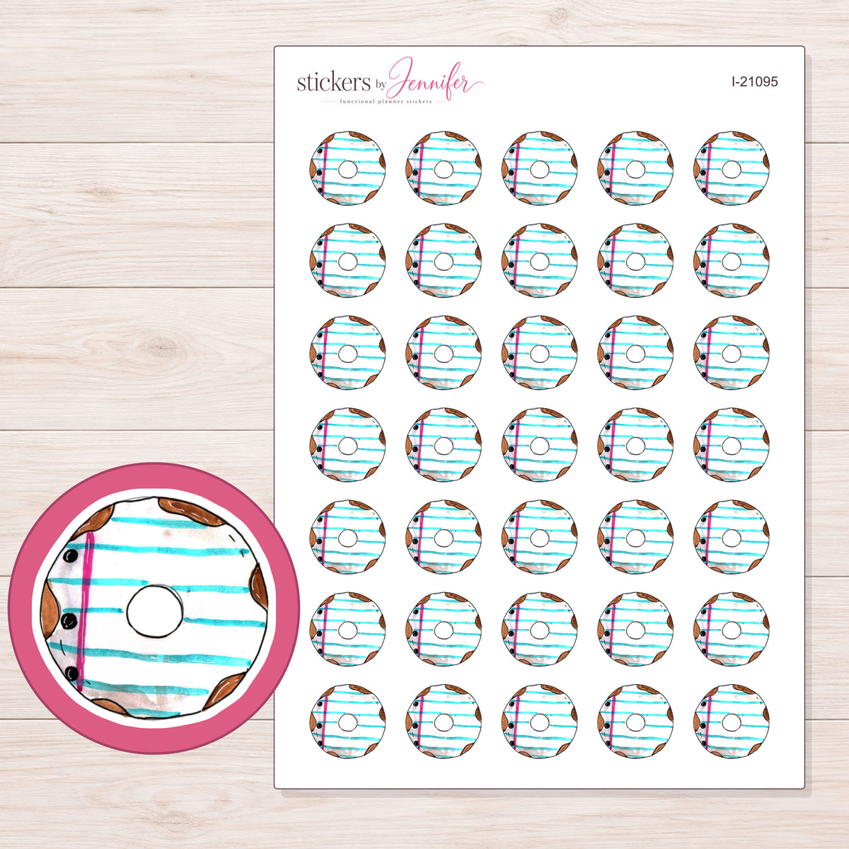I-21095 planner sticker sheet with enlarged sticker detail