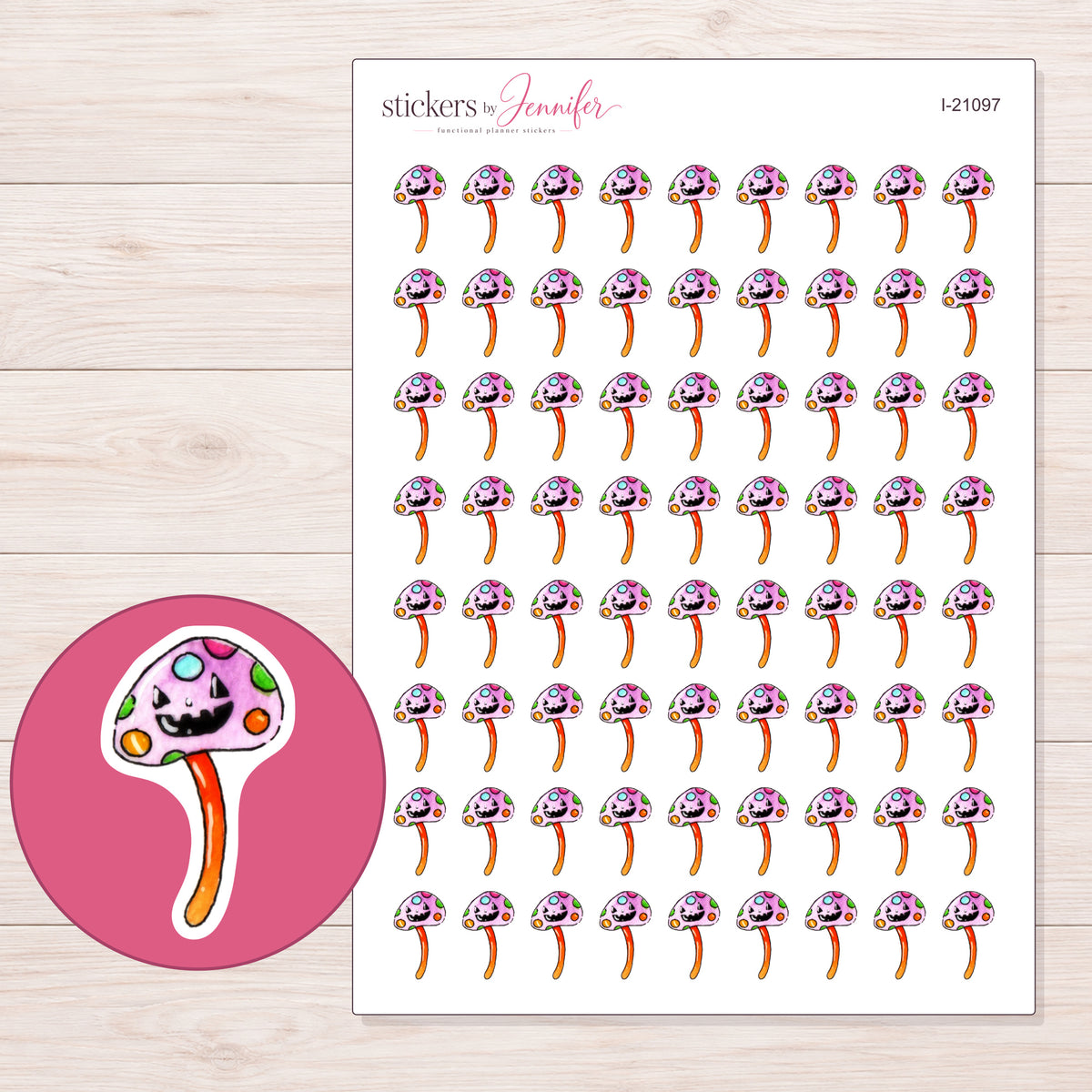I-21097 planner sticker sheet with enlarged sticker detail