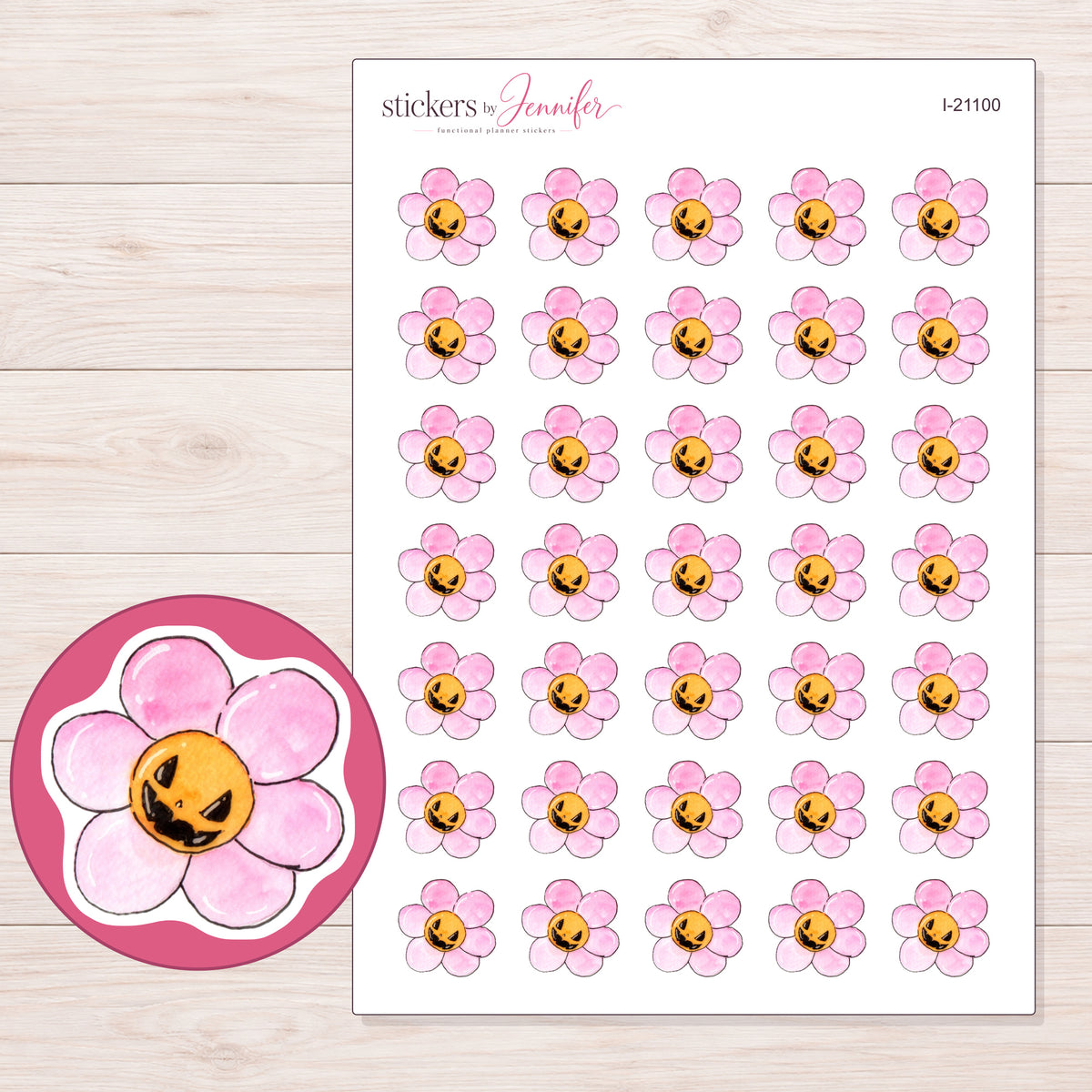 I-21100 planner sticker sheet with enlarged sticker detail