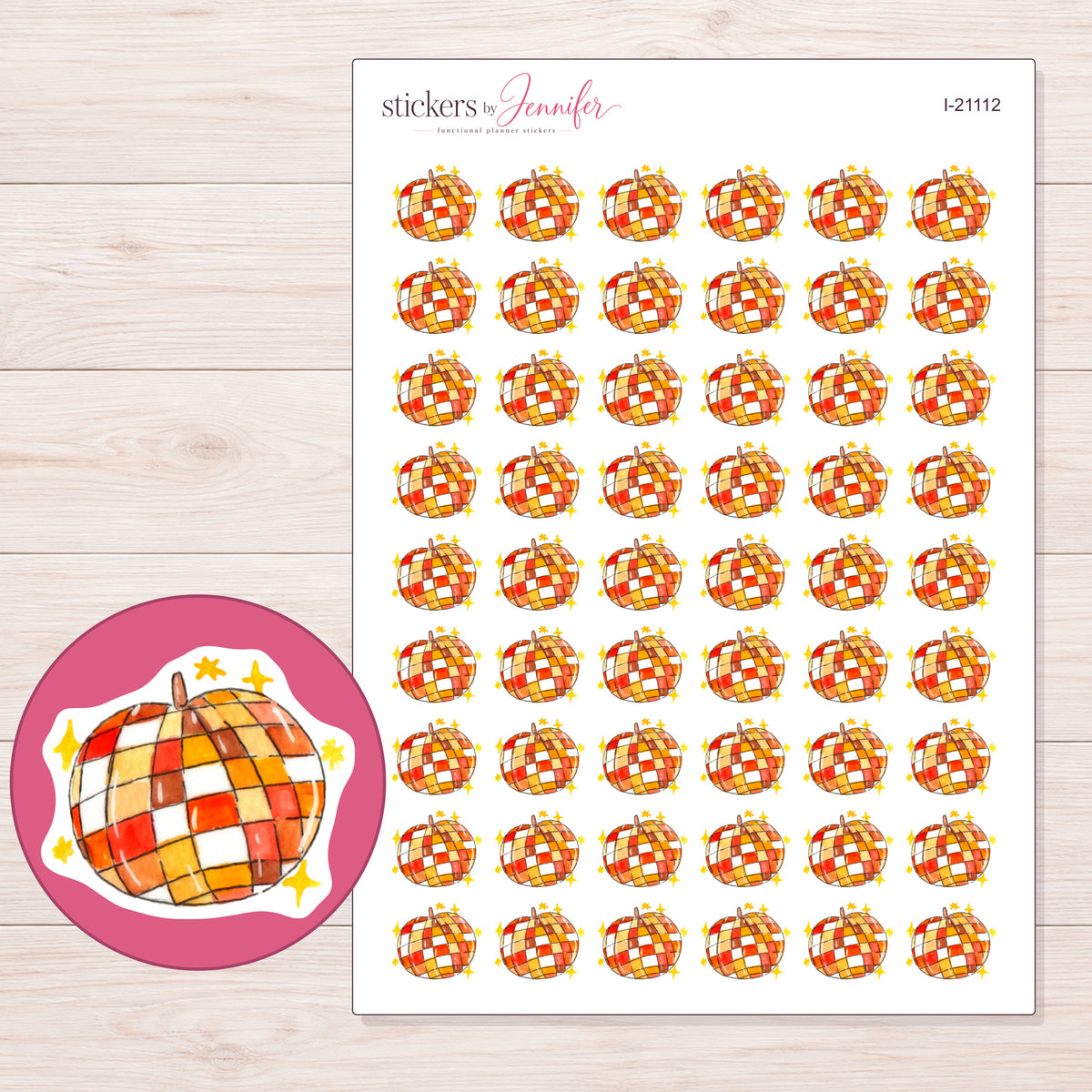 I-21112 planner sticker sheet with enlarged sticker detail