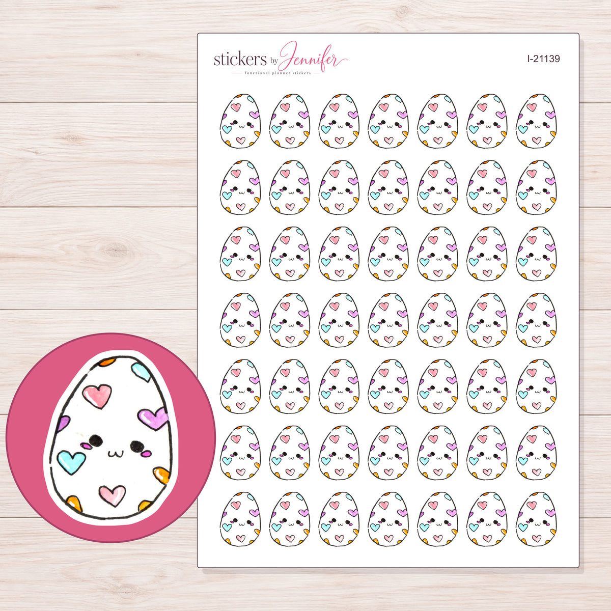 I-21139 planner sticker sheet with enlarged sticker detail