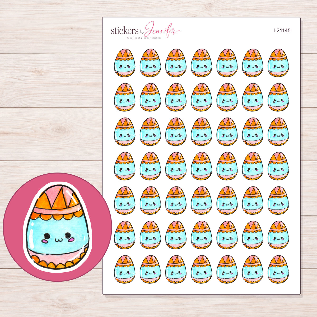 I-21145 planner sticker sheet with enlarged sticker detail