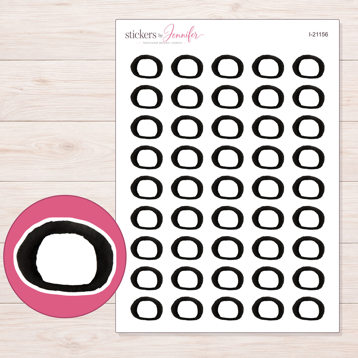 I-21156 planner sticker sheet with enlarged sticker detail
