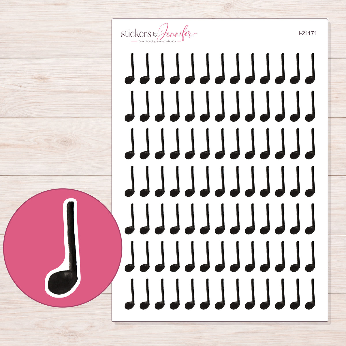 I-21171 planner sticker sheet with enlarged sticker detail