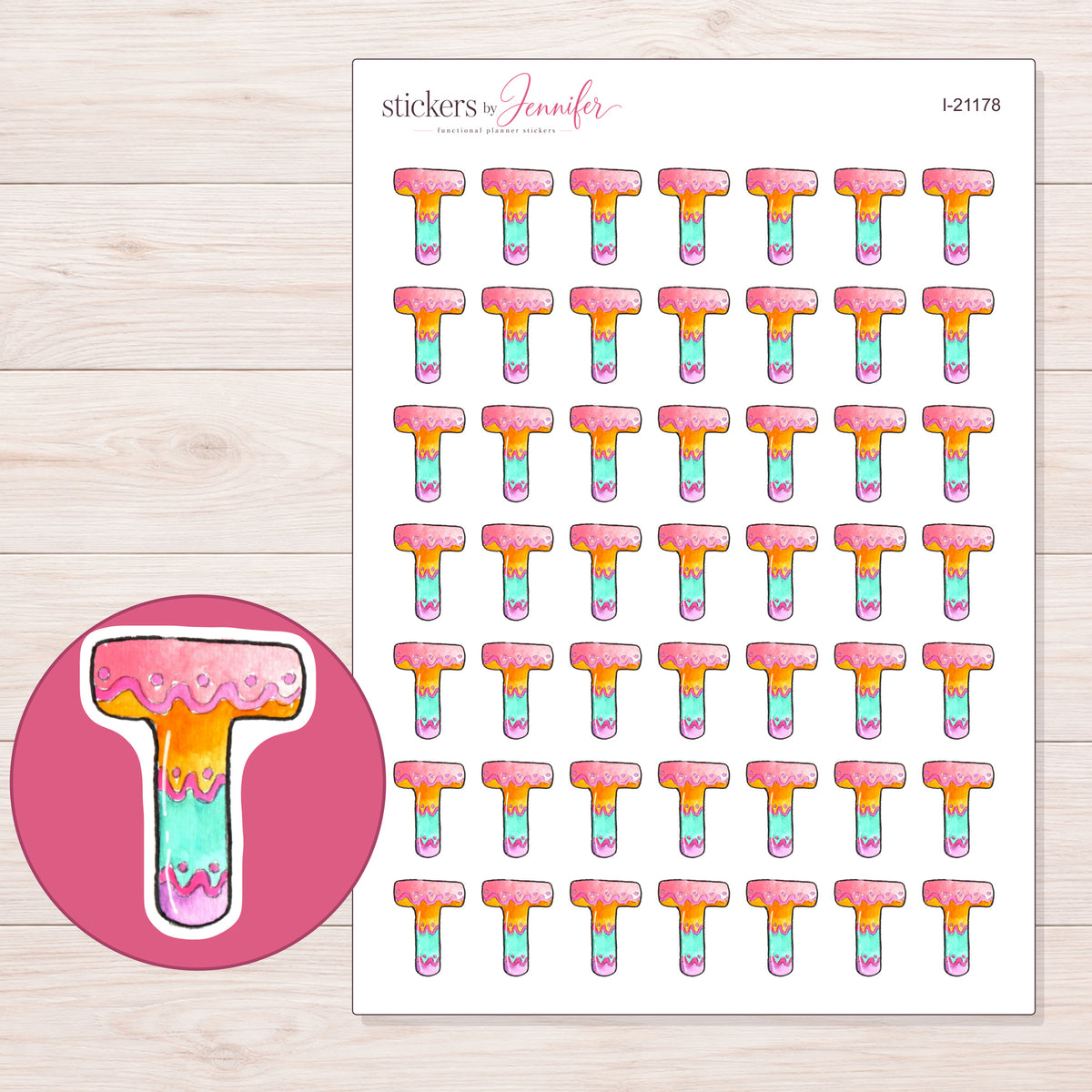 I-21178 planner sticker sheet with enlarged sticker detail