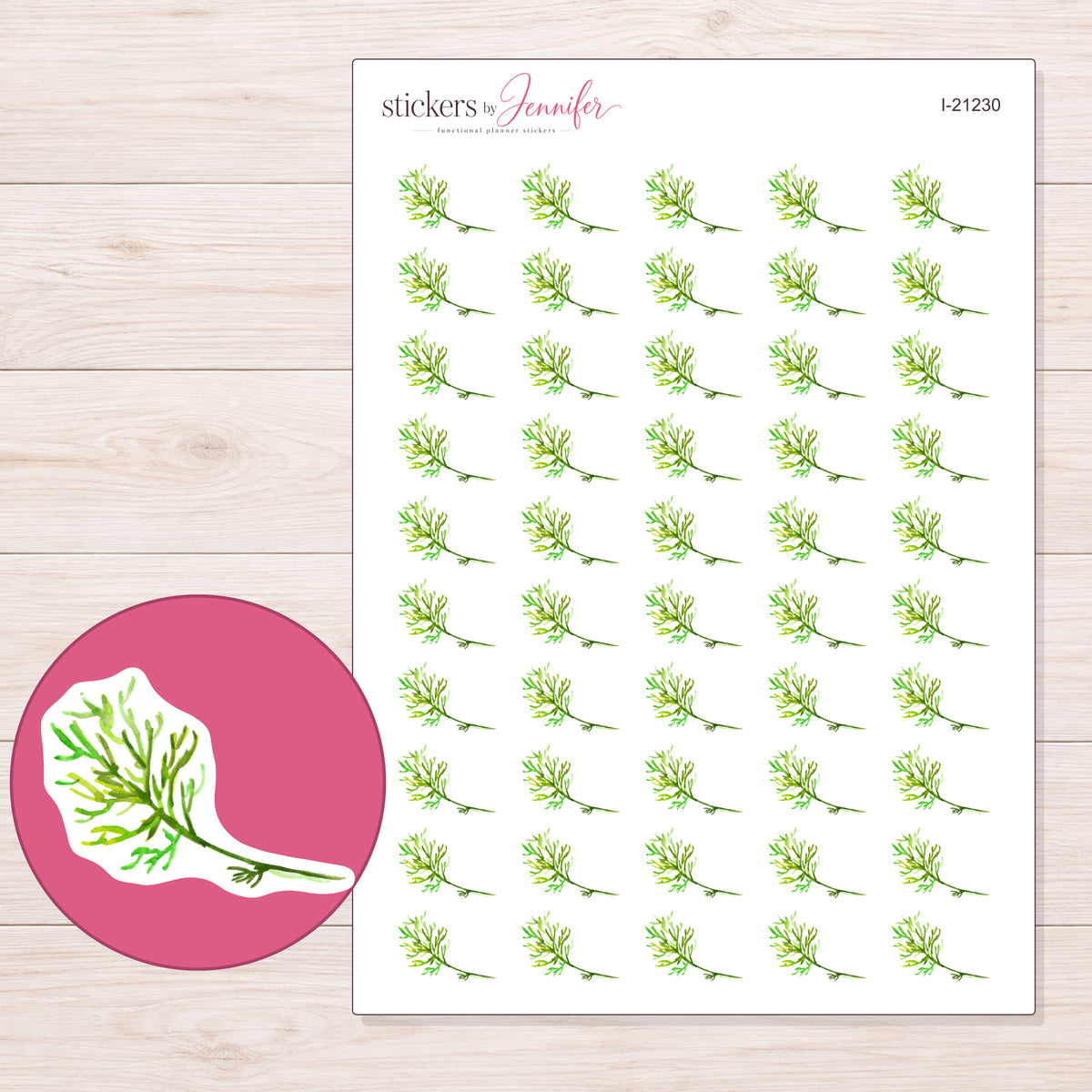 I-21230 planner sticker sheet with enlarged sticker detail