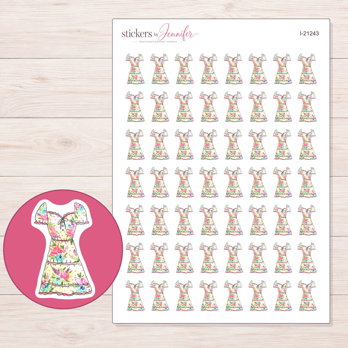 I-21243 planner sticker sheet with enlarged sticker detail