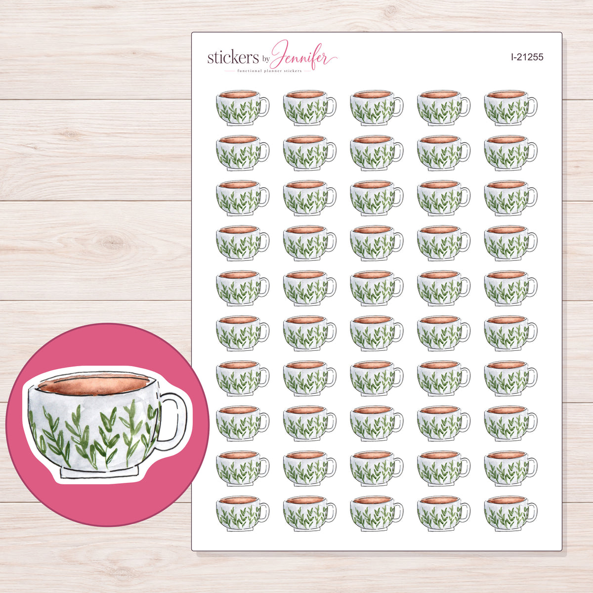 I-21255 planner sticker sheet with enlarged sticker detail