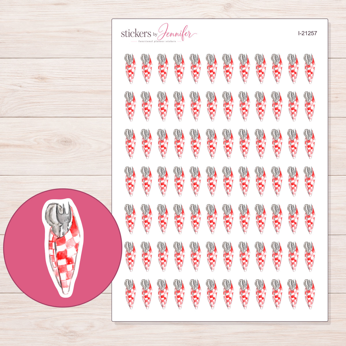 I-21257 planner sticker sheet with enlarged sticker detail