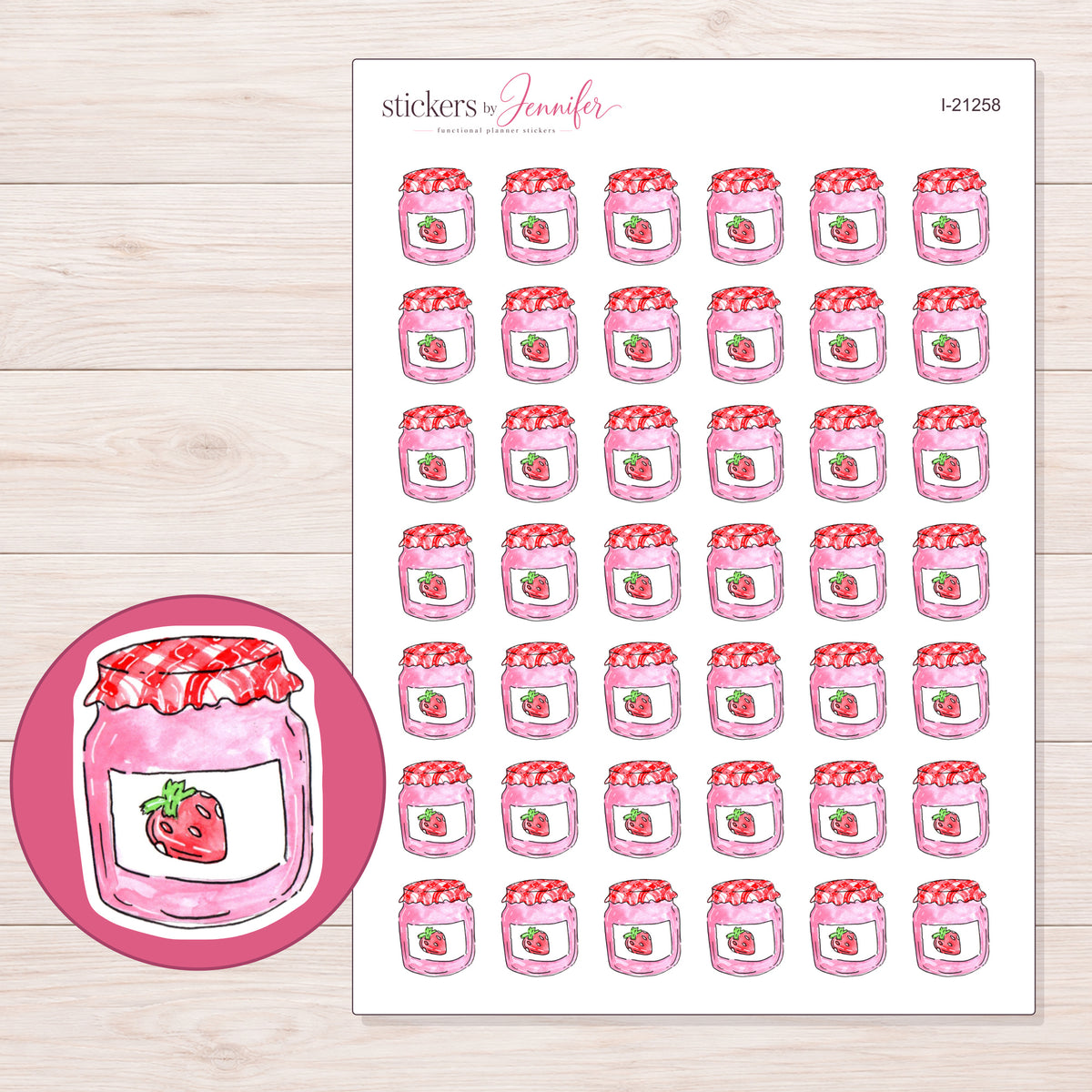 I-21258 planner sticker sheet with enlarged sticker detail