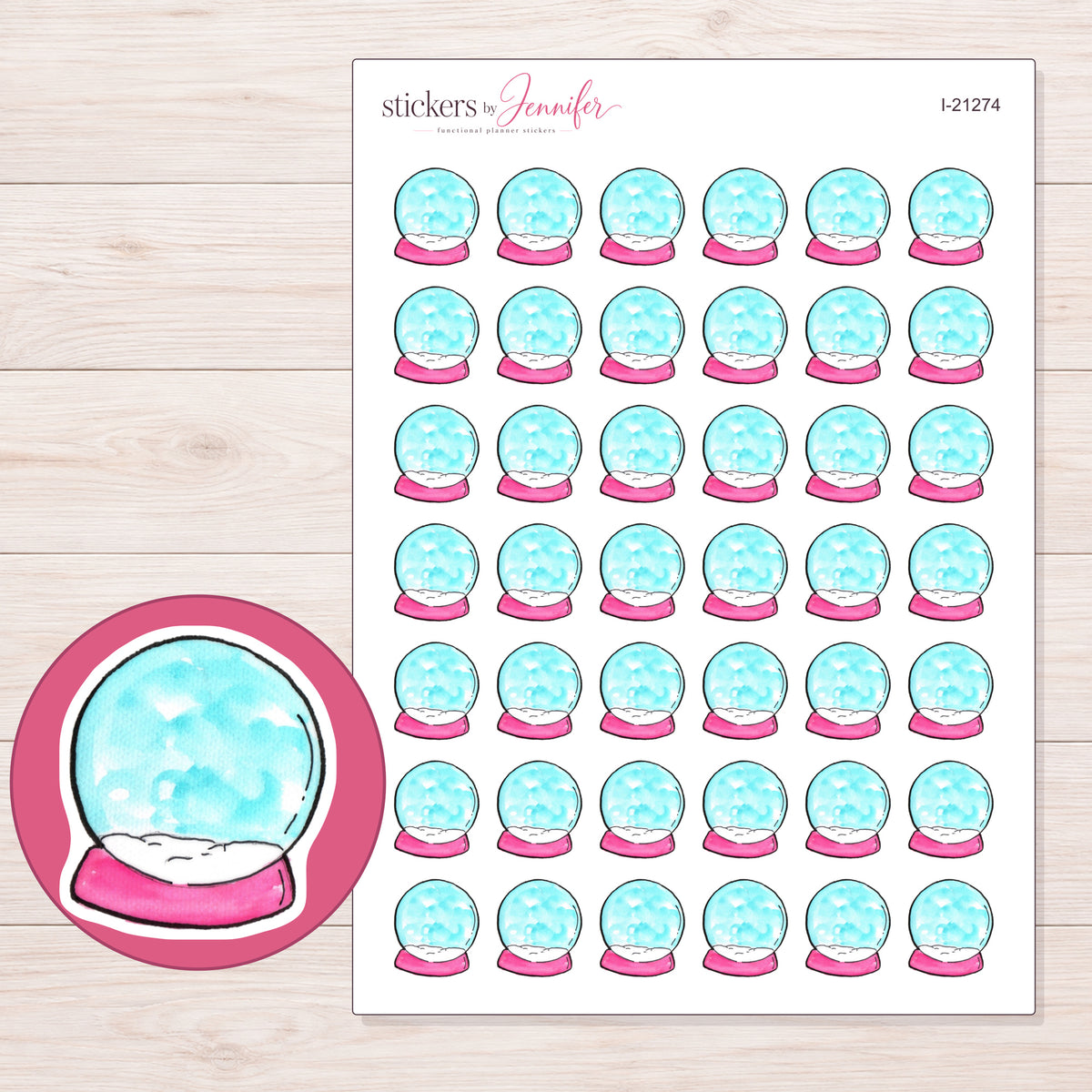 I-21274 planner sticker sheet with enlarged sticker detail