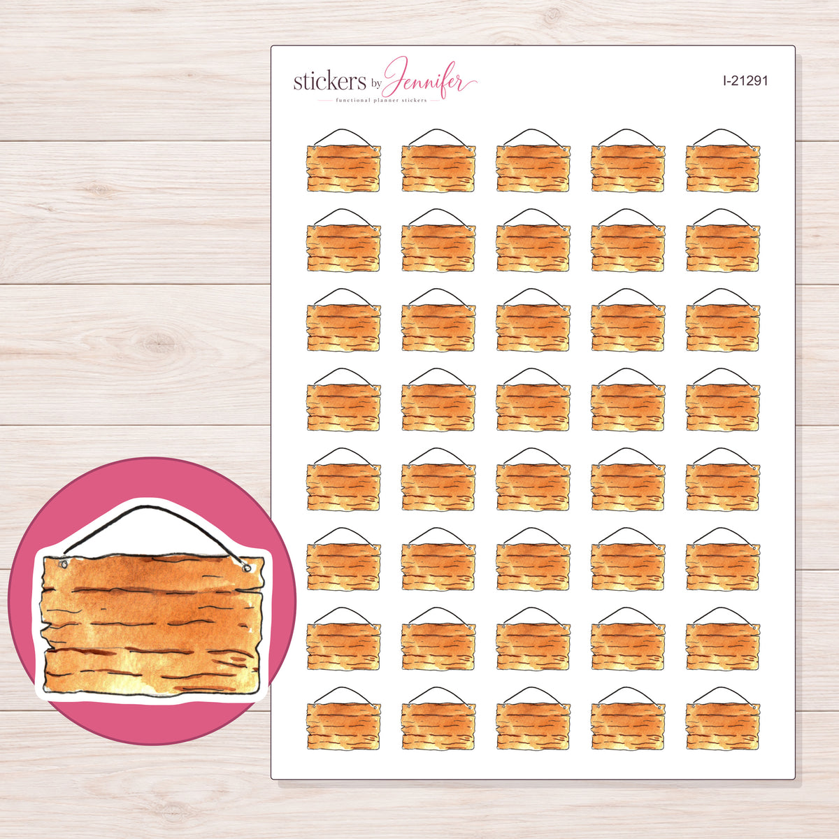 I-21291 planner sticker sheet with enlarged sticker detail