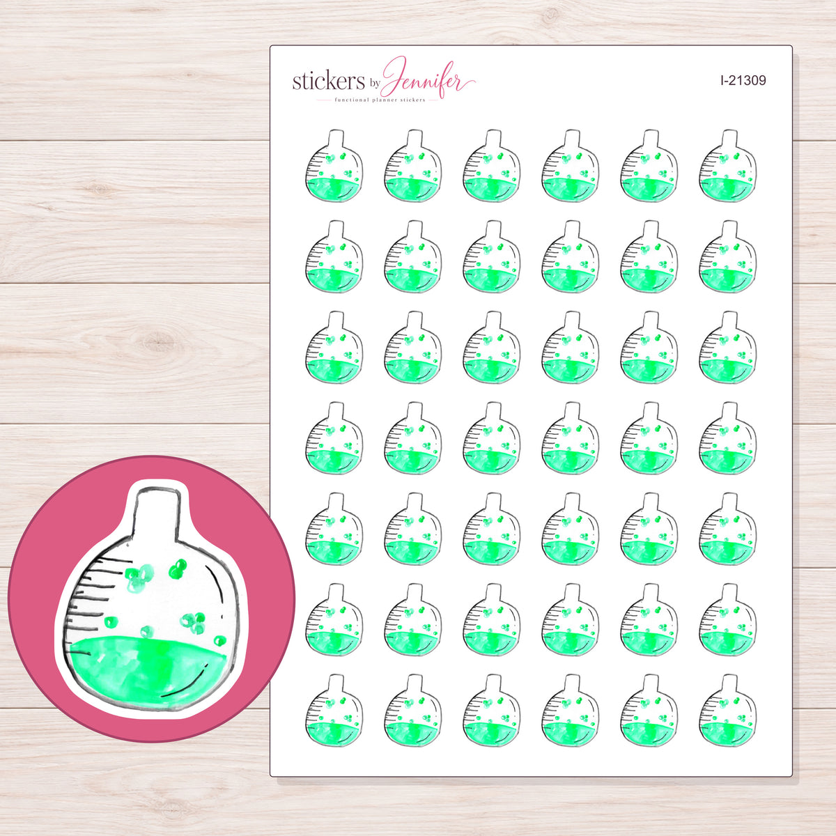I-21309 planner sticker sheet with enlarged sticker detail