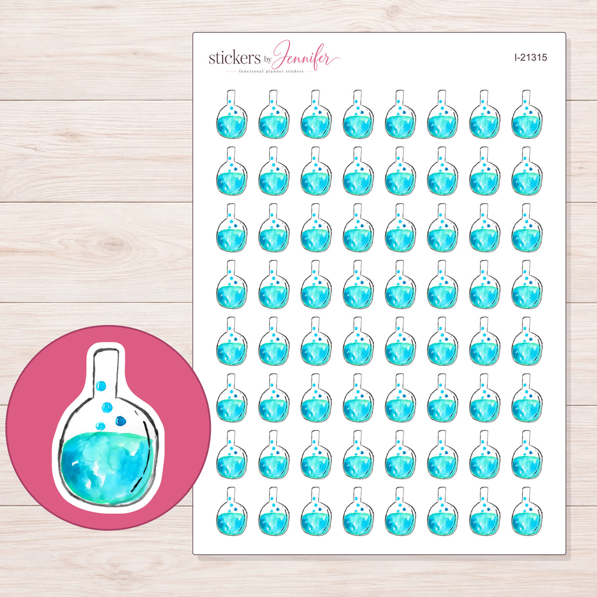 I-21315 planner sticker sheet with enlarged sticker detail