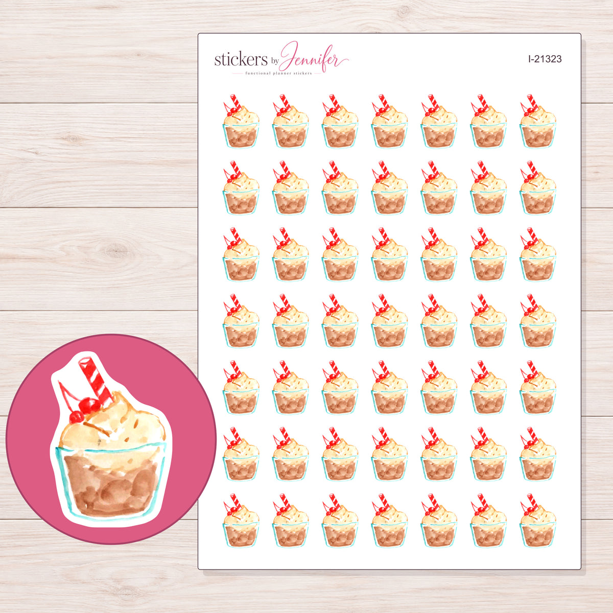 I-21323 planner sticker sheet with enlarged sticker detail
