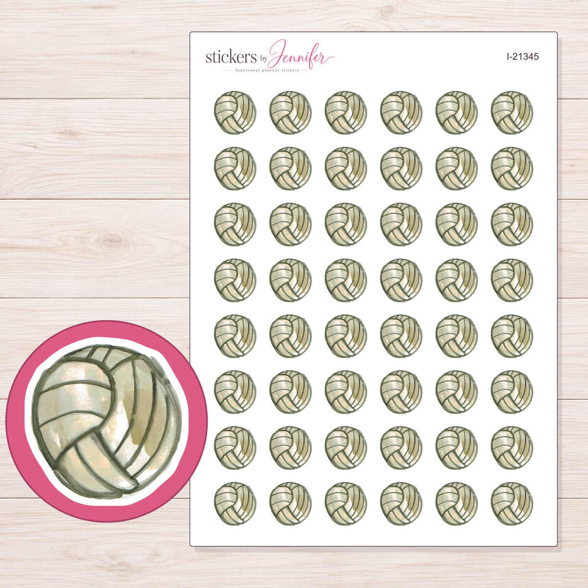 I-21345 planner sticker sheet with enlarged sticker detail