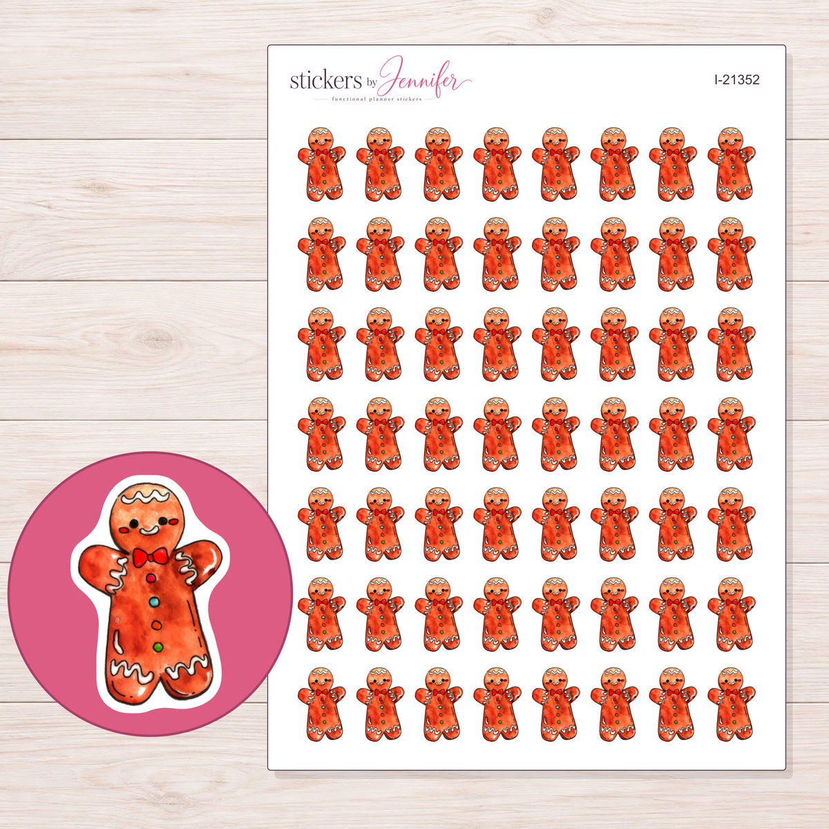 I-21352 planner sticker sheet with enlarged sticker detail