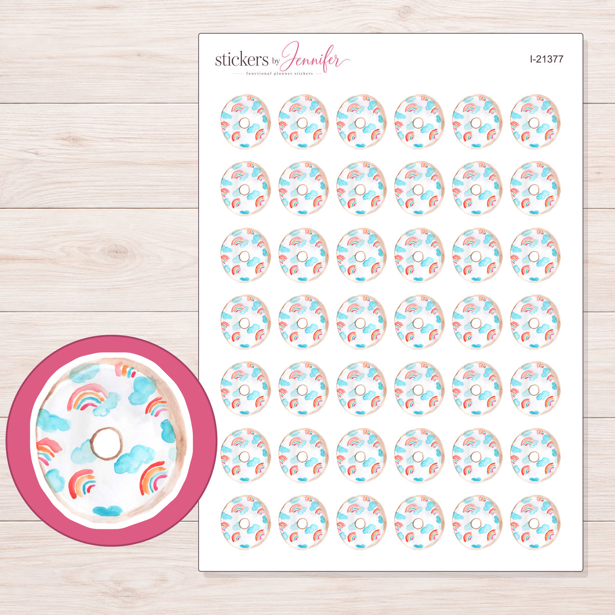 I-21377 planner sticker sheet with enlarged sticker detail