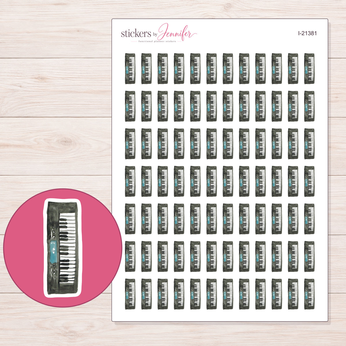 I-21381 planner sticker sheet with enlarged sticker detail
