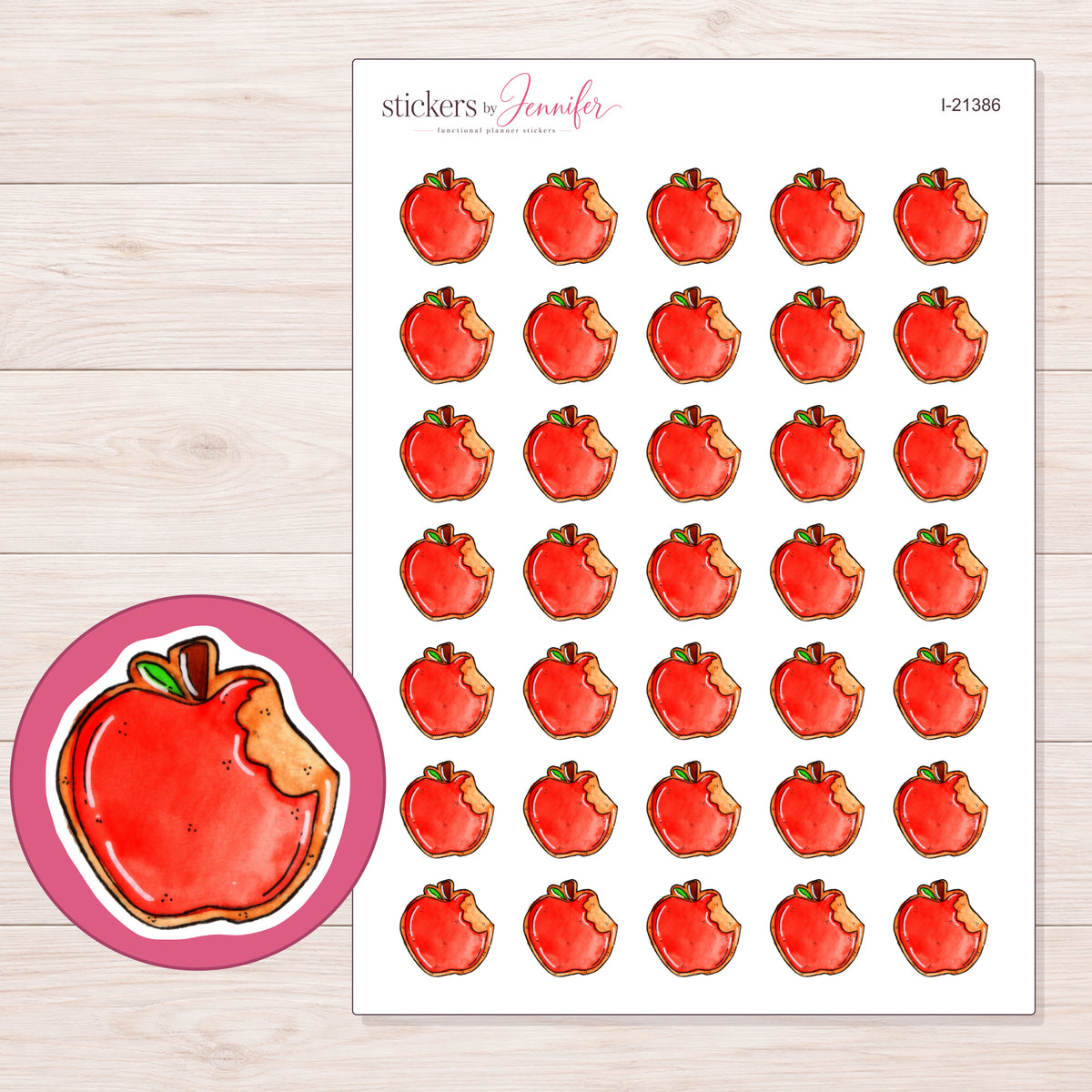 I-21386 planner sticker sheet with enlarged sticker detail