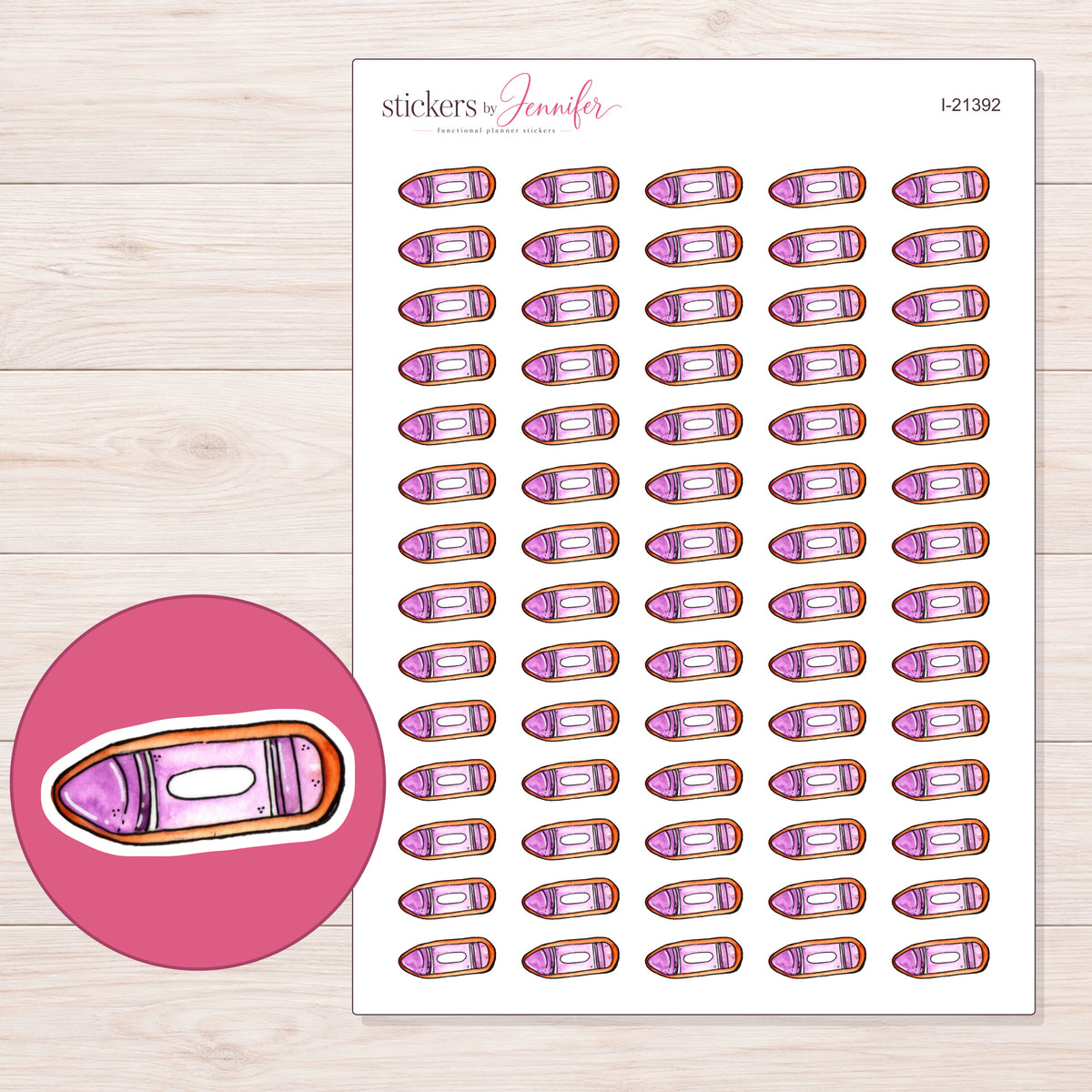 I-21392 planner sticker sheet with enlarged sticker detail