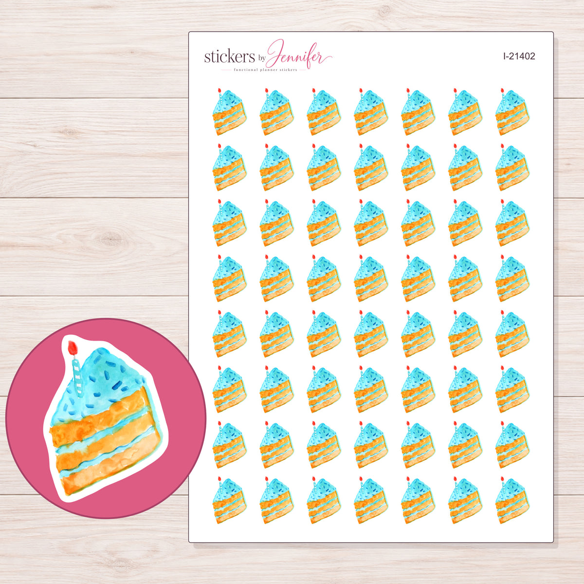 I-21402 planner sticker sheet with enlarged sticker detail