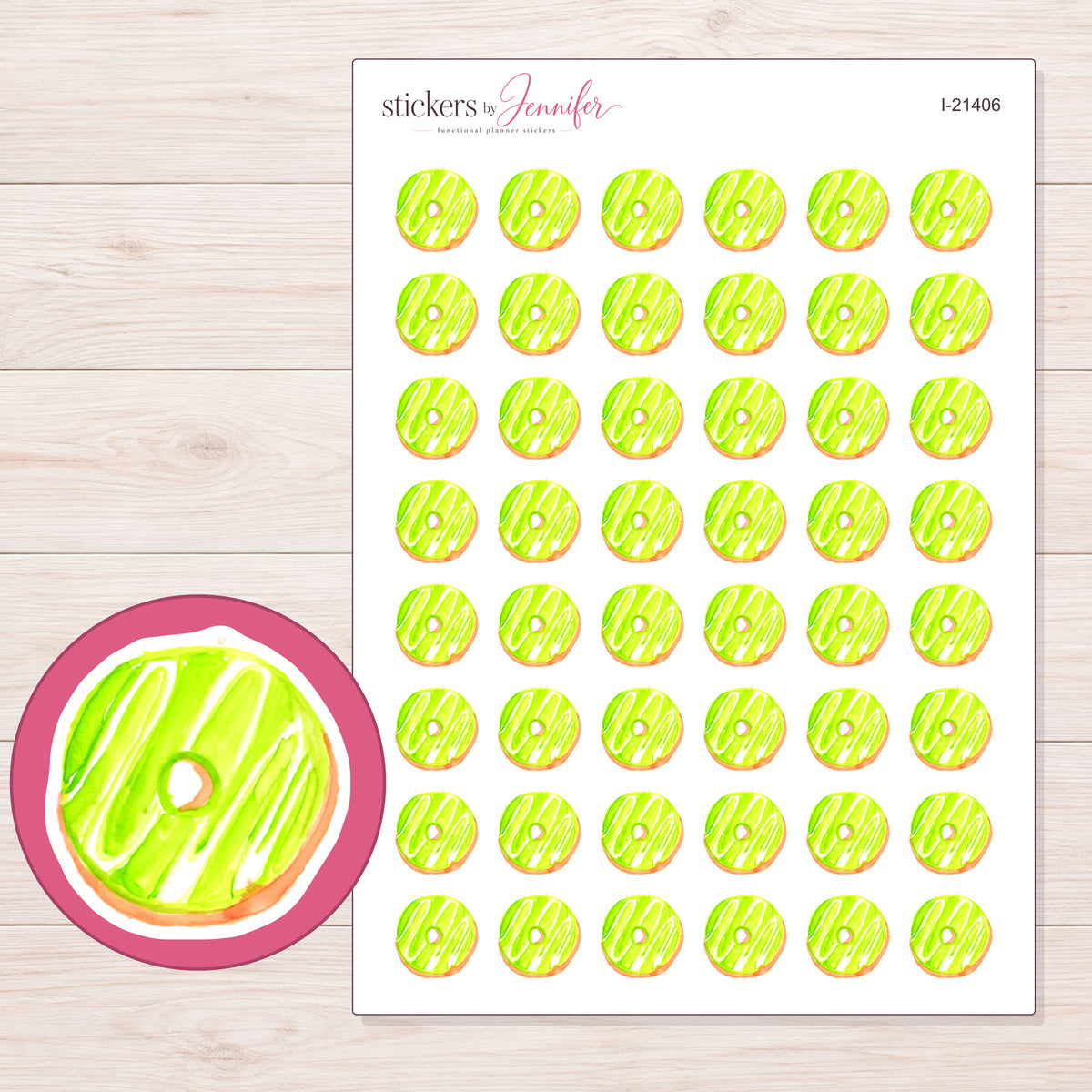 I-21406 planner sticker sheet with enlarged sticker detail