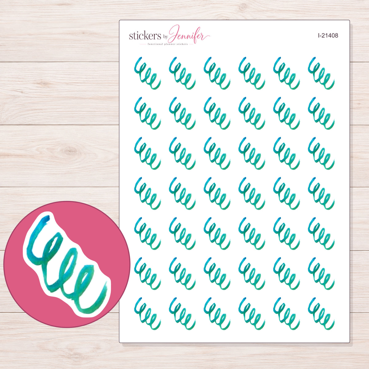 I-21408 planner sticker sheet with enlarged sticker detail