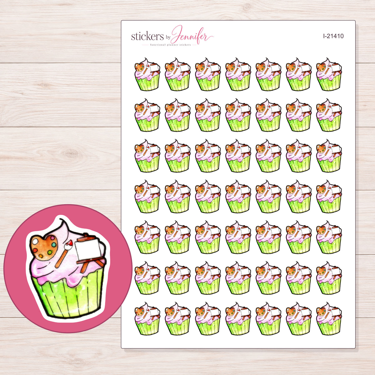 I-21410 planner sticker sheet with enlarged sticker detail
