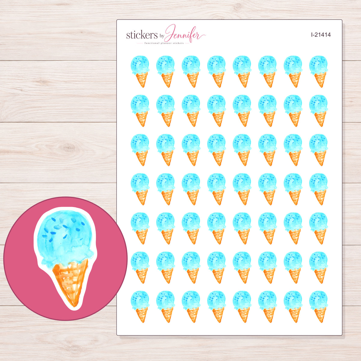 I-21414 planner sticker sheet with enlarged sticker detail