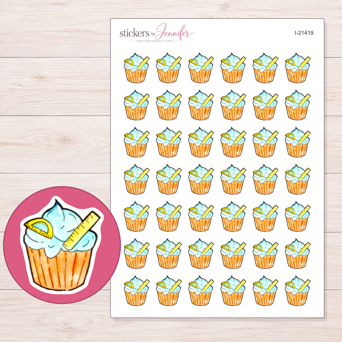 I-21419 planner sticker sheet with enlarged sticker detail