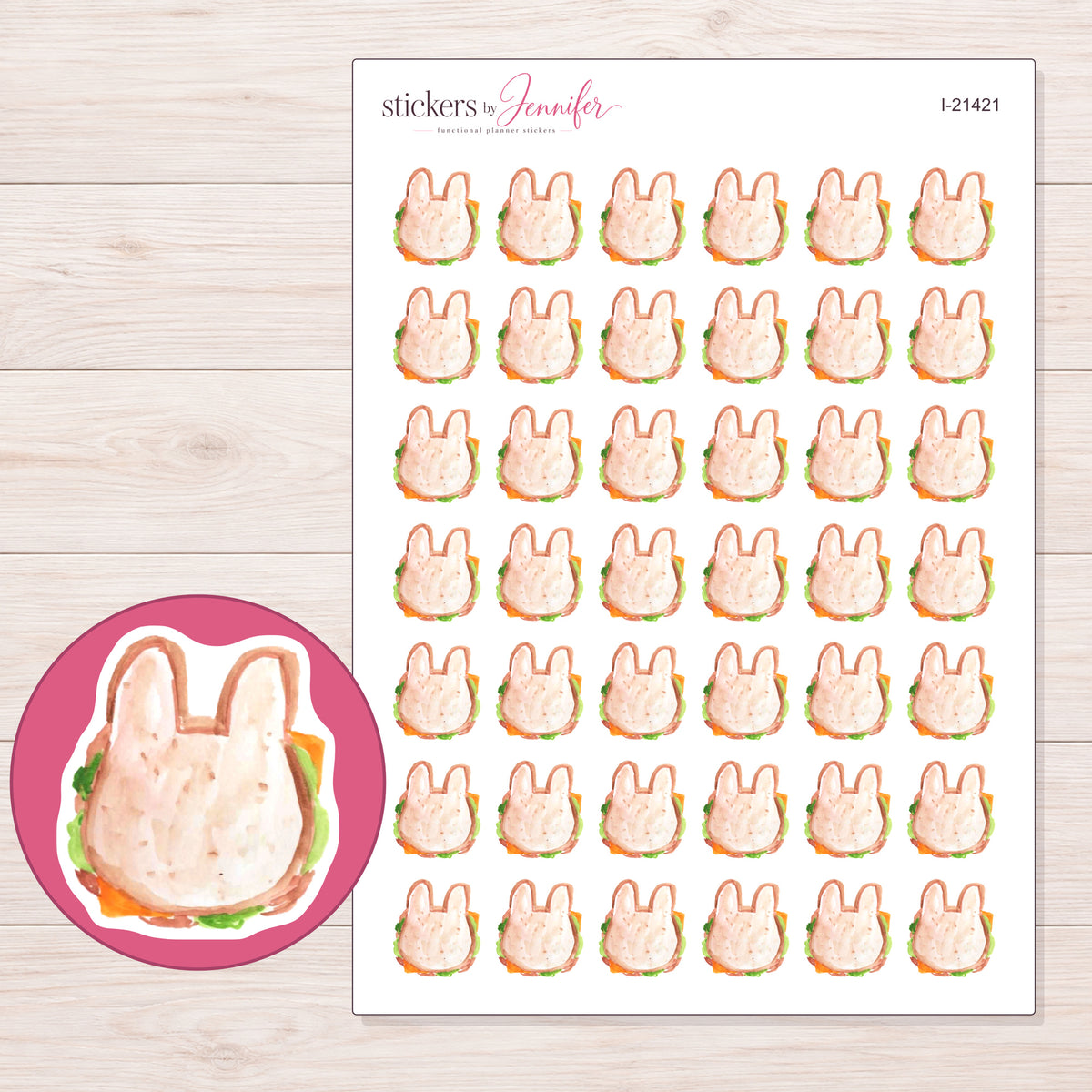 I-21421 planner sticker sheet with enlarged sticker detail