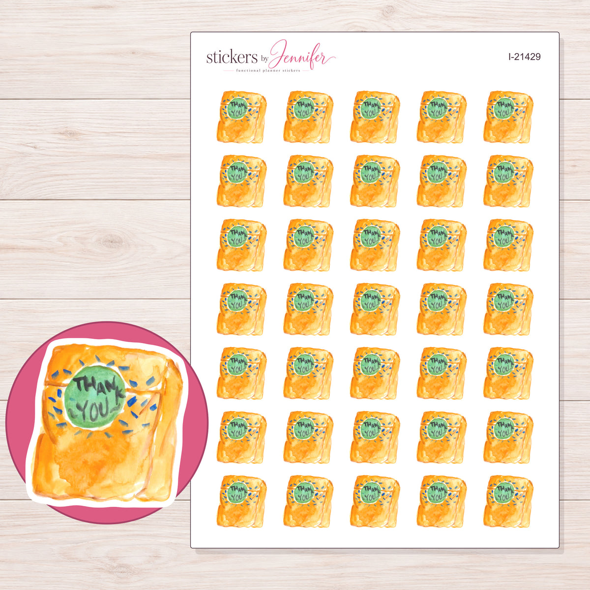 I-21429 planner sticker sheet with enlarged sticker detail
