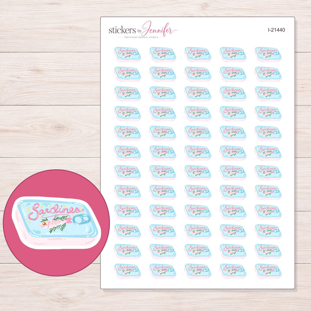 I-21440 planner sticker sheet with enlarged sticker detail