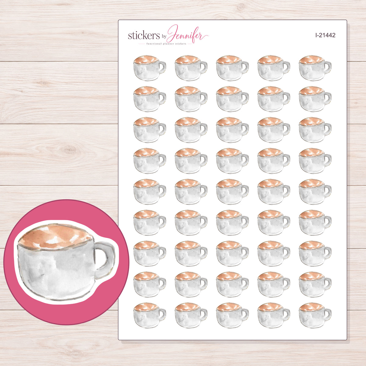 I-21442 planner sticker sheet with enlarged sticker detail