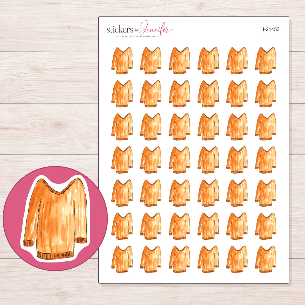 I-21453 planner sticker sheet with enlarged sticker detail